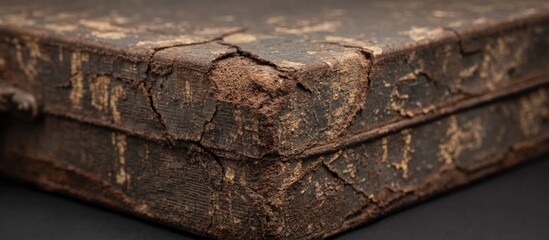Aged, dark brown box with deep cracks