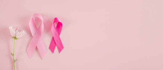 pink ribbons and flower, Breast cancer awareness and October Pink day, world cancer day
