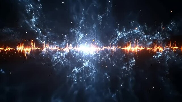 Abstract cosmic audio visualization and glowing energy waves background video