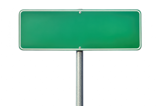 Blank green road sign isolated on transparent background - Powered by Adobe