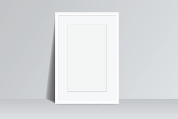 Realistic blank plastic frame photo mockup. Empty rectangular picture frame template isolated on transparent background. Vector mockup for picture, painting, poster, photographs or art gallery