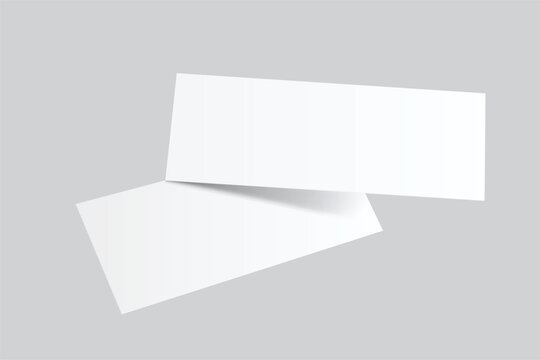 3D Realistic empty gift voucher card mockup isolated on background. Blank template for presentation discount, plastic coupon, train, movie, raffle, carnival, concert, festival, flyer or event ticket