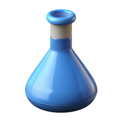 A playful cartoon styled blue flask an iconic symbol of science ready for on transparent background
