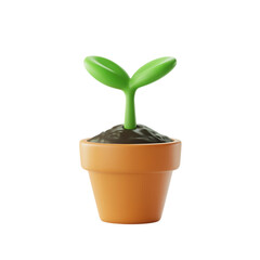 A tender sprout emerging from earthy soil in a terracotta pot a symbol of on transparent background