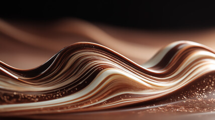 Melted chocolate marble forming wave patterns, cool spotlight, creative food theme, abstract photography style