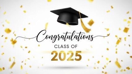 Elegant congratulations celebration animation for class of 2025 graduation ceremony - Powered by Adobe