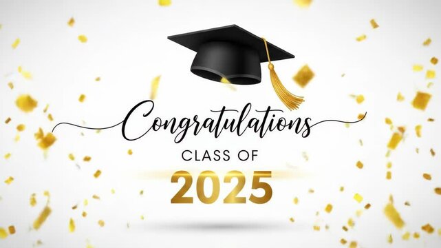 Elegant congratulations celebration animation for class of 2025 graduation ceremony