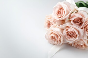 Blush roses bouquet with delicate ribbon decor