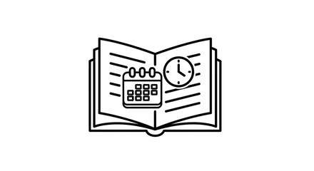 Open Book with Calendar and Clock Time Management Concept