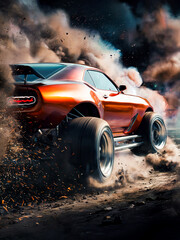 Glamour Sleek Sports Car Drifting Hard