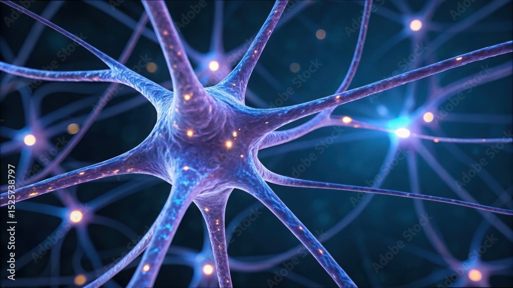 Aufkleber detailed visualization of nerve network and damaged synapses