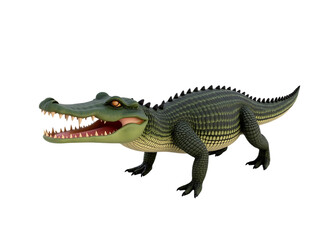 Obraz premium crocodile with open mouth showing sharp teeth, isolated on white background,predator,nature,isolated