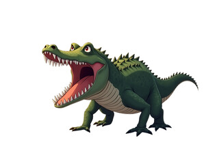 Obraz premium crocodile with open mouth showing sharp teeth, isolated on white background,wild,cartoon,reptile