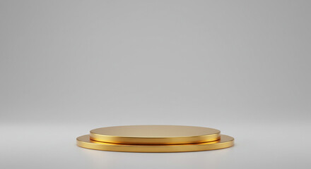 Golden podium display on a white background for product presentation or advertising