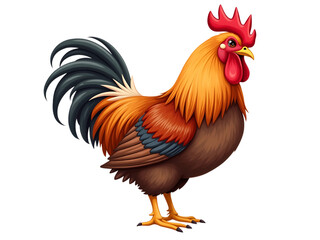 Fototapeta premium rooster with solid, shiny brown feathers, bright red comb, side view, white background,chicken,farm,fowl