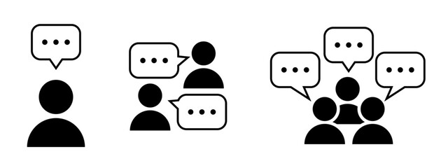 人　会話　話す　ミーティング　アイコン　ベクター　黒