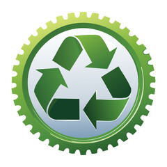 Detailed Green Gear Recycle Icon Illustration
