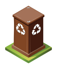 Classic Brown Recycling Bin Container Vector