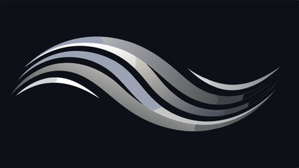 Abstract fractal wave design in silver and navy blue with gradient effects