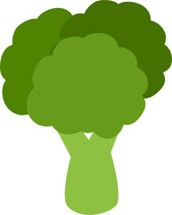 Stylized Green Broccoli Floret Illustration on White Background