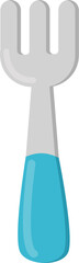 Naklejka premium Blue-handled feeding fork, simplified illustration.