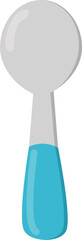 Stylized Baby Spoon: Blue Handle, Gray Bowl.