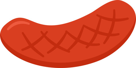 Grilled Sausage Icon: Simplified Food Illustration, Reddish-Brown Color, Grill Marks.