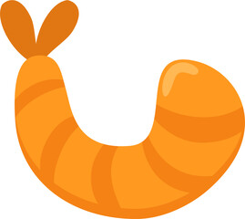 Stylized Orange Shrimp, Curved Body, Simple Seafood Illustration.