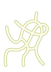 Abstract Organic Form: Interwoven Lines and Curves in Pale Green on White. Maze Illustration for Kid Education.