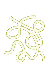 Abstract Olive Green Curvilinear Pattern on White.