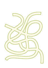 Intertwined Olive Drab Lines: Abstract Geometric Pattern on White.