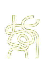 Obraz premium Abstract Olive Green Line Art: Curvy, Intertwined, Minimalist Design on White. Maze Illustration for Kid Education.