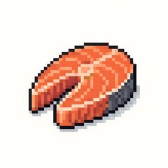 Raw Fish Pixel Art on White Background