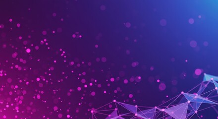 Abstract network background with connecting dots and lines in blue, purple, and pink hues