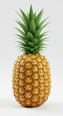 Fototapeta premium Hyper-Realistic 3D Render of a Whole Fresh Pineapple on White Background