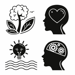 Professional mind icons set isolated cutout transparent background