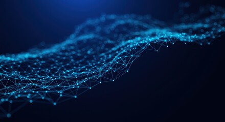 Abstract blue network connection background with digital data and technology concept