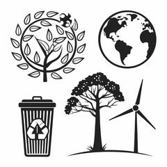 Go green eco friendly environment icons set