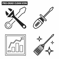 Repair tools icons set growth chart wrench screwdriver