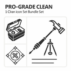 Pro-grade cleaning tools icon set bundle