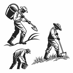 Obraz premium Professional farmers working in field isolated cutouts