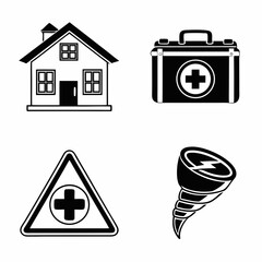 Home safety emergency preparedness icons set