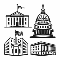 Government buildings capitol dome courthouse icons