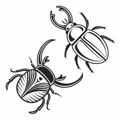 Two professional stylized beetles isolated on white