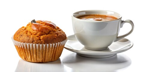 Drone View: Autumnal Pumpkin Muffin & Espresso - Healthy Whole Grain Breakfast