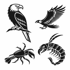 Professional eagle hawk lobster scorpion cutouts transparent background