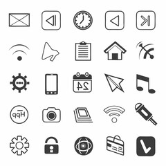 Professional hand drawn icon set, transparent background