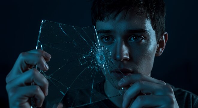 Shattered Reflections: A Portrait of Vulnerability - Powered by Adobe