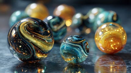 Abstract 3D Layered Spheres with Digital Textures and Depth