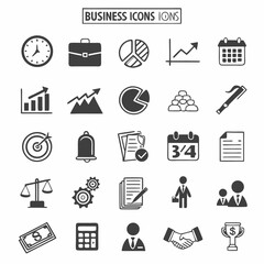 Business icons set finance growth strategy success